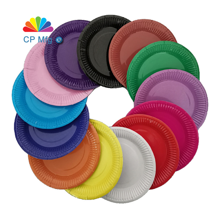 Solid color paper round plates